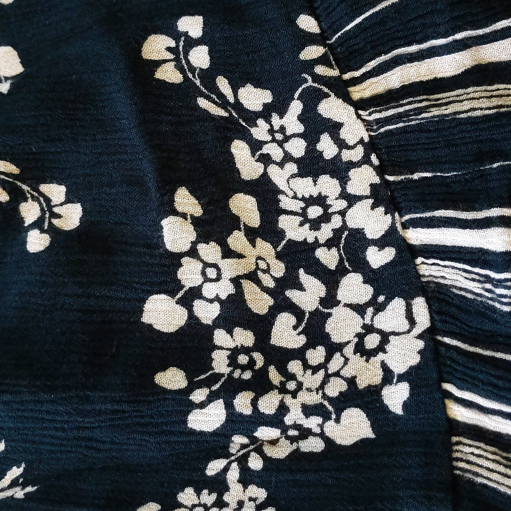 Patrons of Peace Floral Striped High Low Boho Top S White Blue - Picture 15 of 15